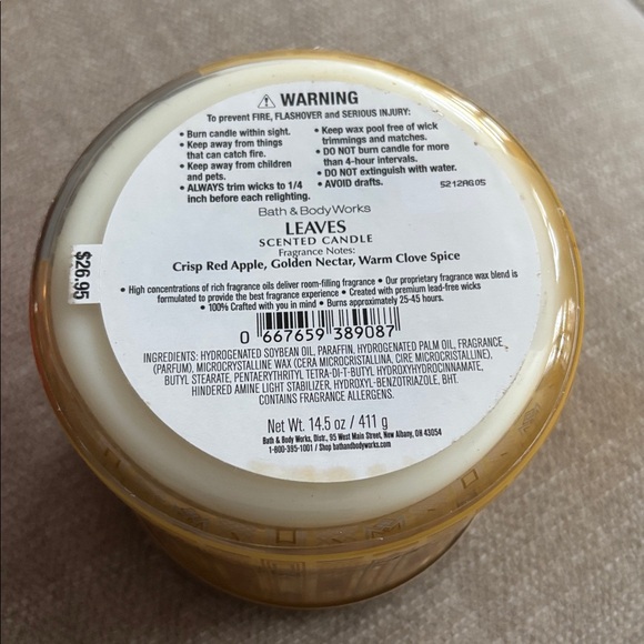 Bath & Body Works 3 Wick Candle Leaves - Picture 2 of 2